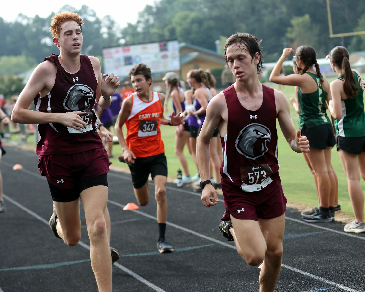 Seaforth's Jack Anstrom (wearing 573) runs to the finish line.